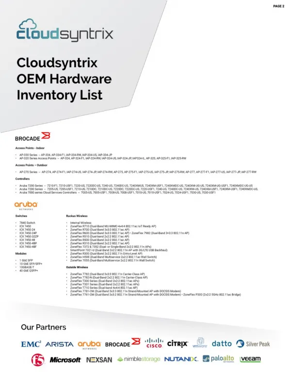 Cloudsyntrix OEM Hardware Inventory List 2