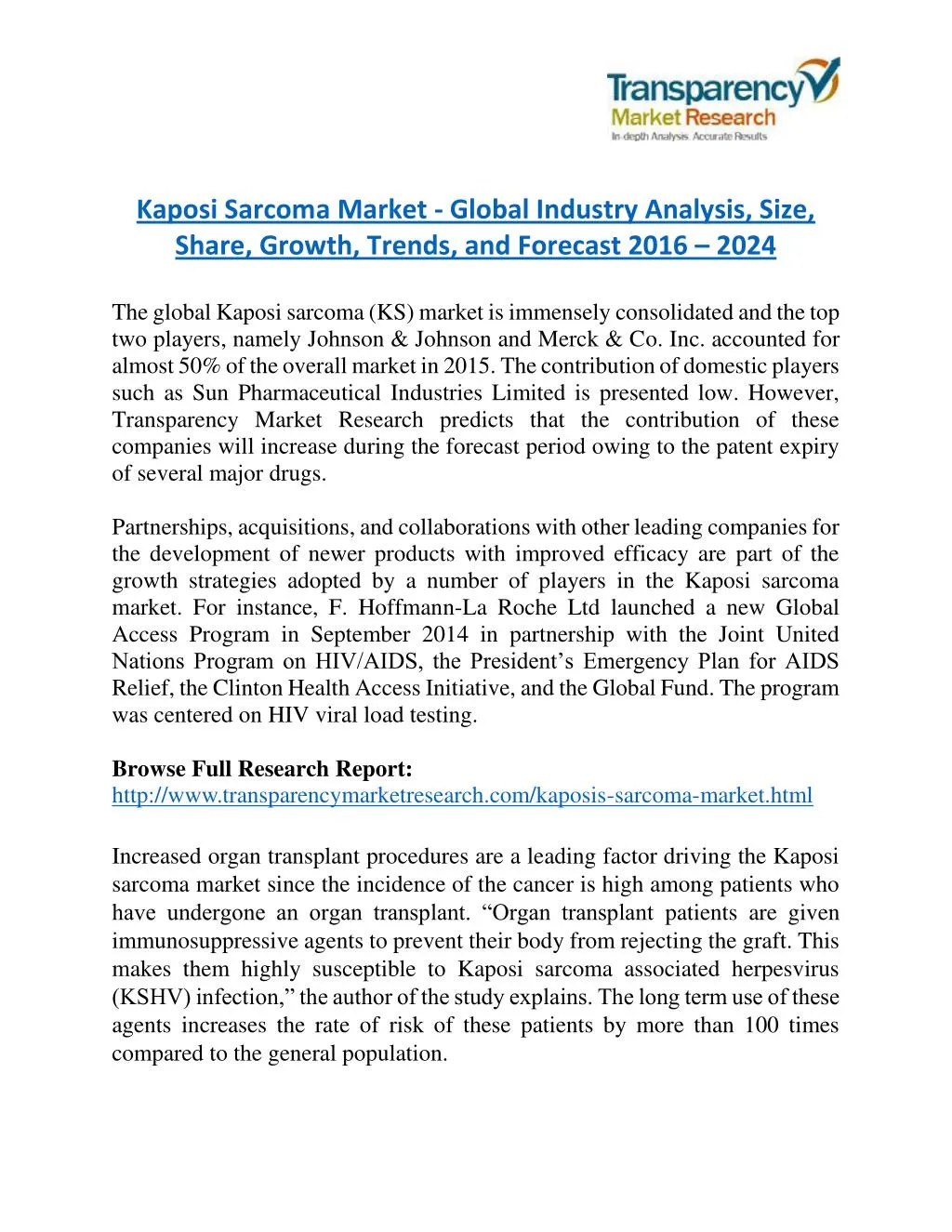 kaposi sarcoma market global industry analysis