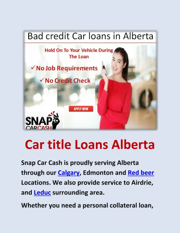 Bad credit Car loans in Alberta