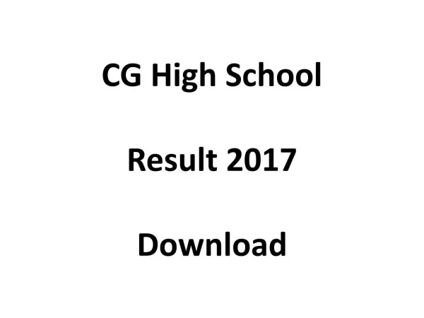 CG High School Result 2017 Online Download