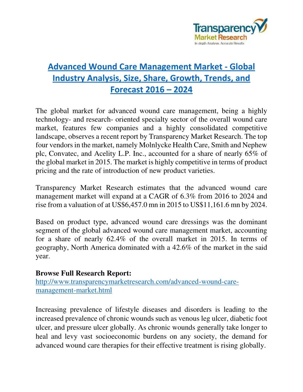 advanced wound care management market global