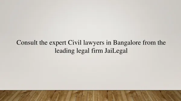 Civil Lawyers in Bangalore