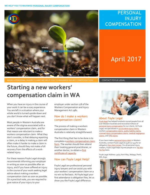 Starting a new workers� compensation claim in WA