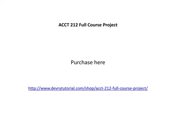 ACCT 212 Full Course Project