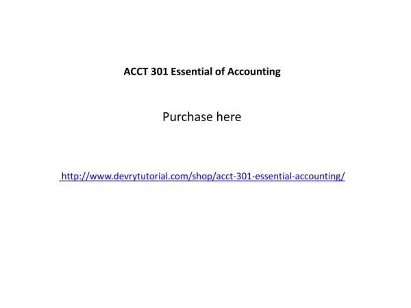 ACCT 301 Essential of Accounting