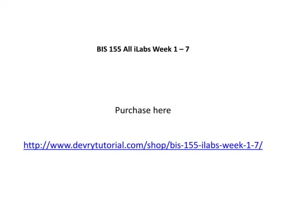 BIS 155 All iLabs Week 1 – 7