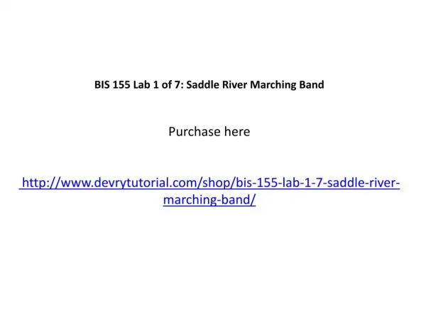 BIS 155 Lab 1 of 7: Saddle River Marching Band