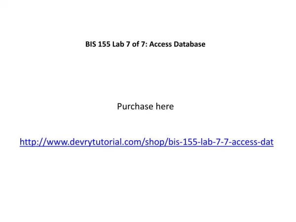 BIS 155 Lab 7 of 7: Access Database