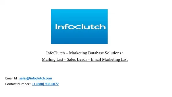 Mailing List - Sales Leads - Email Marketing List | InfoClutch