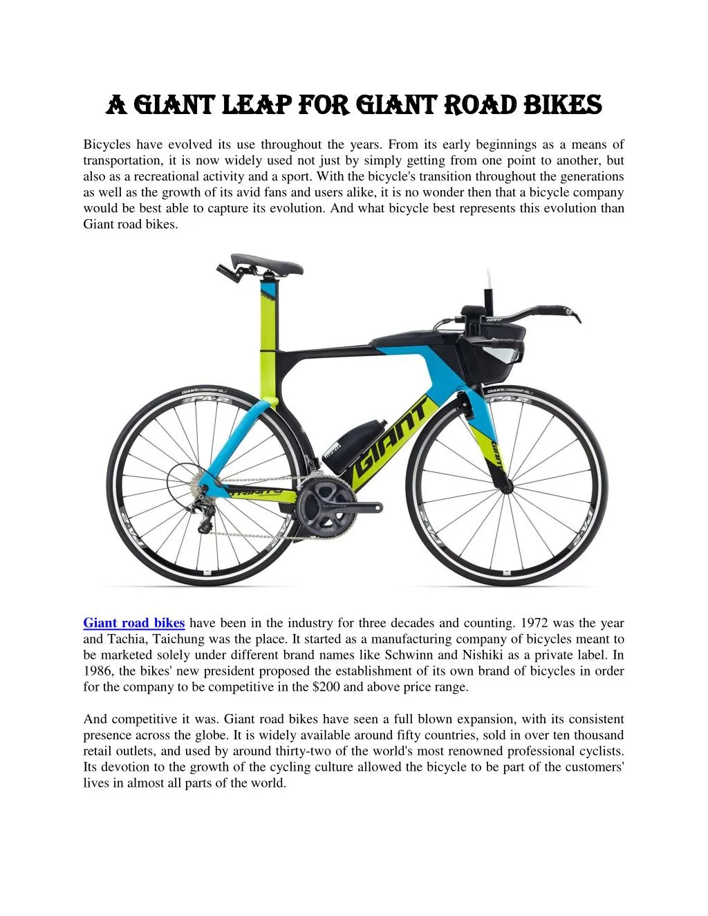 a giant leap for giant road bikes a giant leap