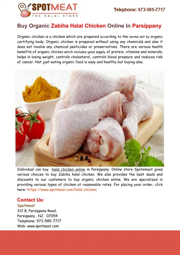 Buy Organic Zabiha Halal Chicken Online in Parsippany