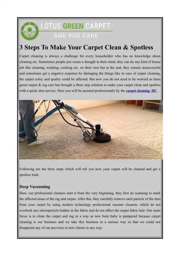 3 steps to make your carpet clean spotless