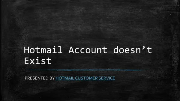 Hotmail Account Doesn't Exit