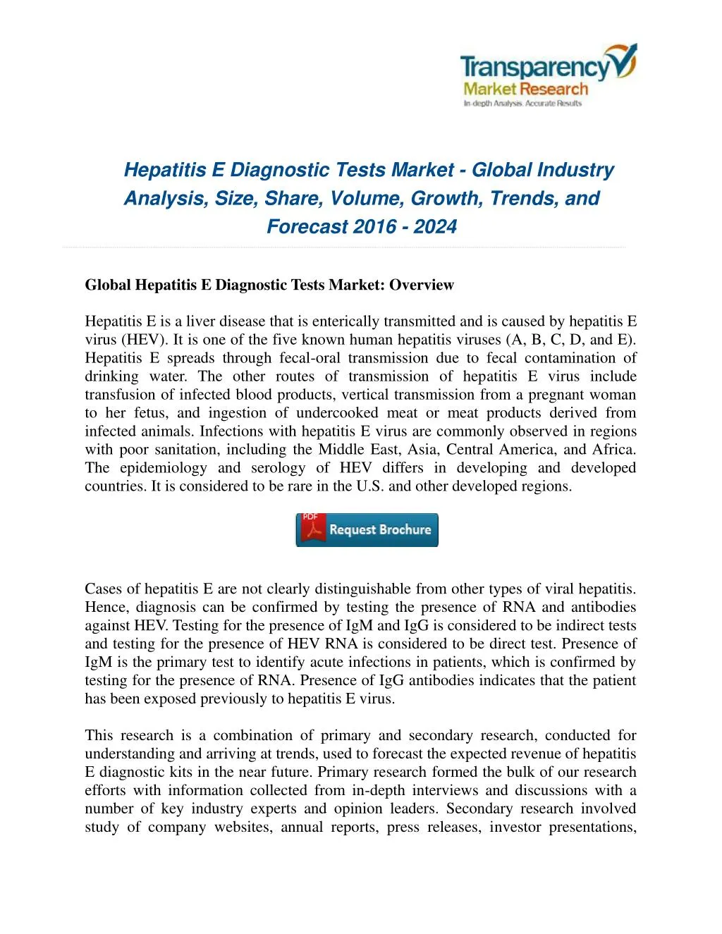 hepatitis e diagnostic tests market global