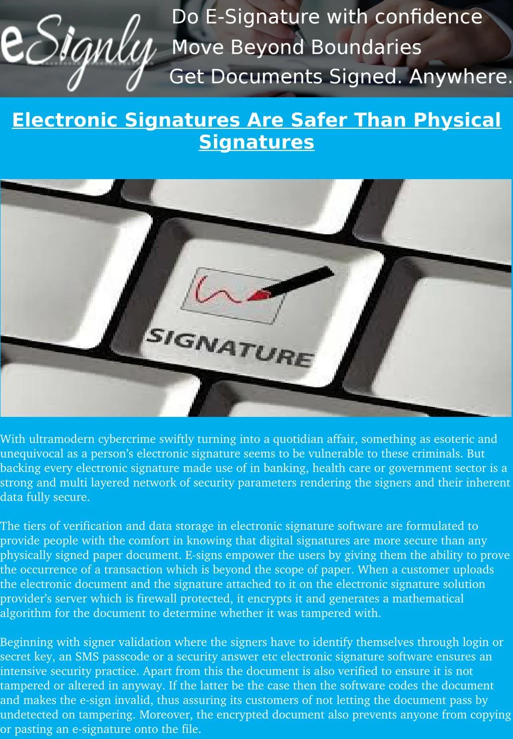 electronic signatures are safer than physical