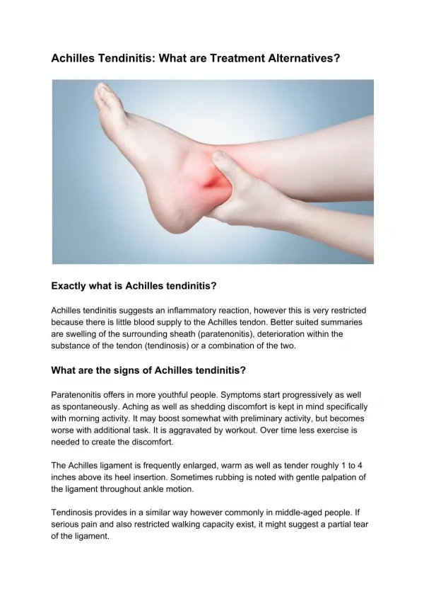 Achilles Tendinitis What are Treatment Alternatives