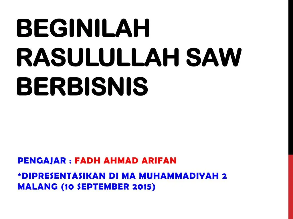 beginilah rasulullah saw berbisnis