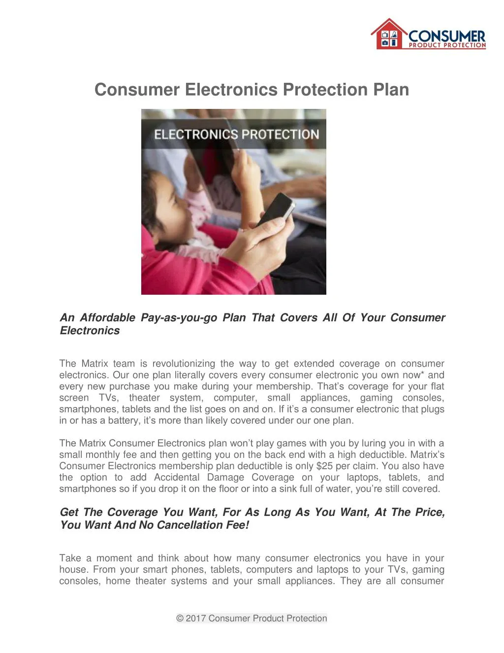 consumer electronics protection plan