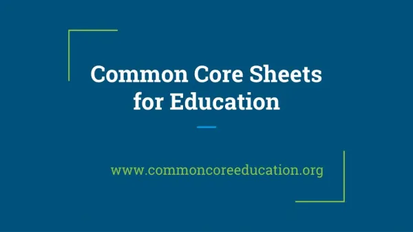 Common Core Comprehensive Sheets