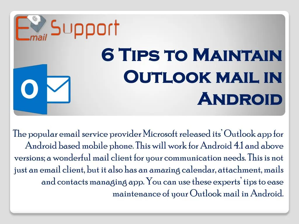 6 tips to maintain outlook mail in android