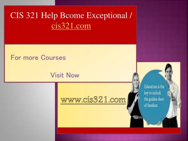 CIS 321 Help Bcome Exceptional / cis321.com