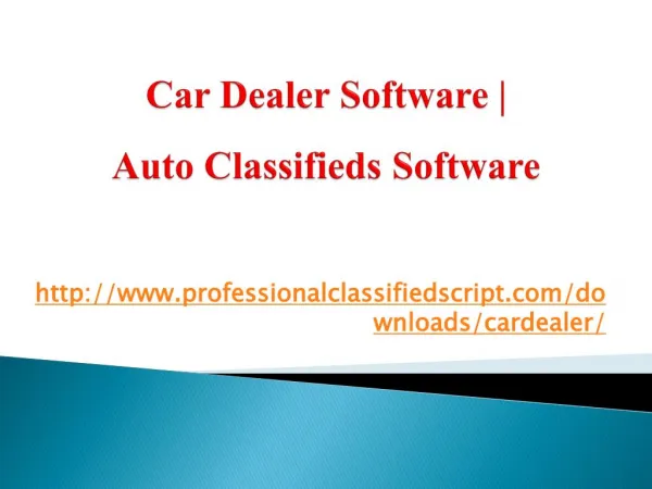 Car Dealer Software | Auto Classifieds Software
