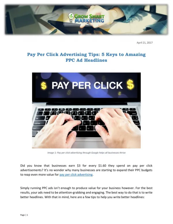 Pay Per Click Advertising Tips: 5 Keys to Amazing PPC Ad Headlines