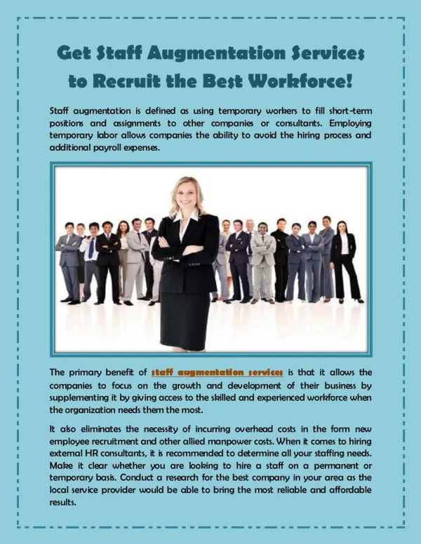 Get Staff Augmentation Services to Recruit the Best Workforce!