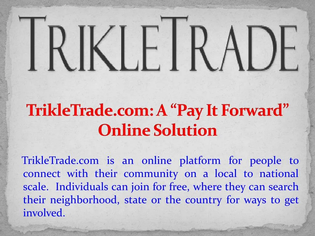 trikletrade com a pay it forward online solution