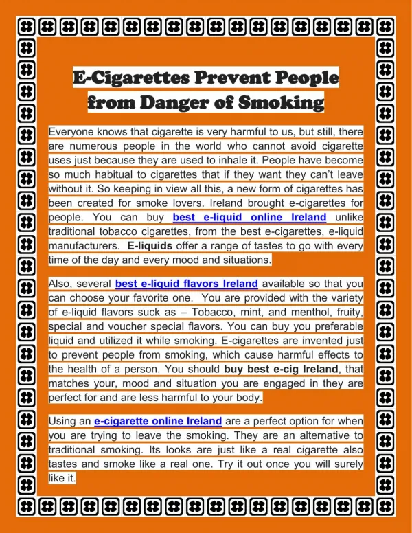 E-Cigarettes Prevent People from Danger of Smoking