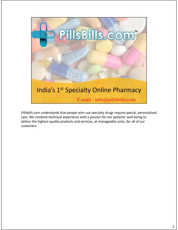PillsBills.com - India's Best Online Oncology Drugs Pharmacy