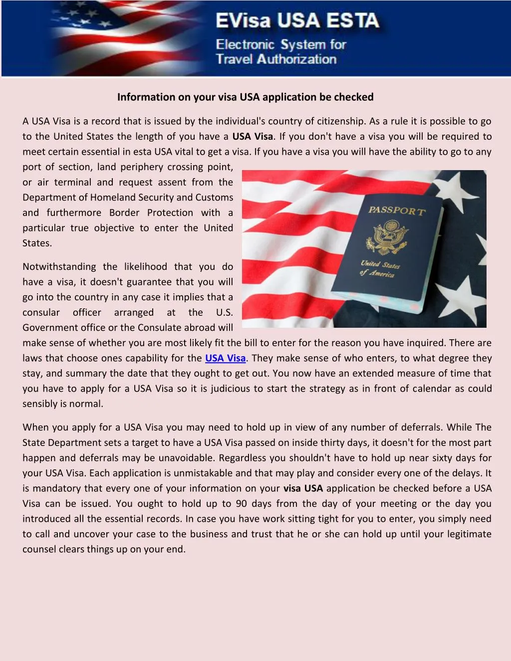 information on your visa usa application