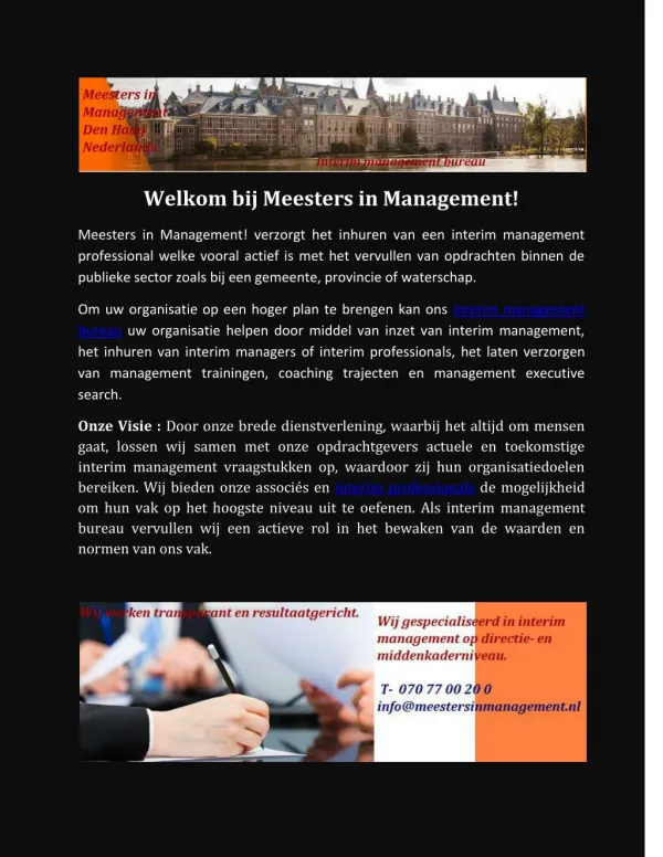 Interim management opdrachten | executive interim management