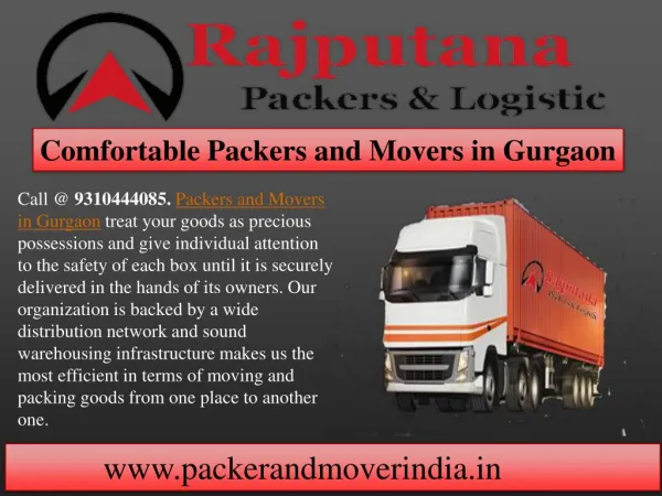 Comfortable Packers and Movers in Gurgaon