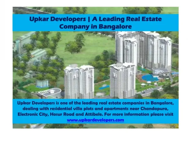 Upkar Developers | Real Estate Companies in Bangalore