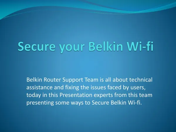 Secure your belkin wi-fi