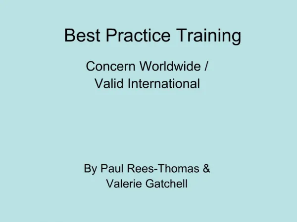 Best Practice Training