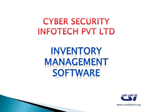 Inventory Management Software CS Infotech