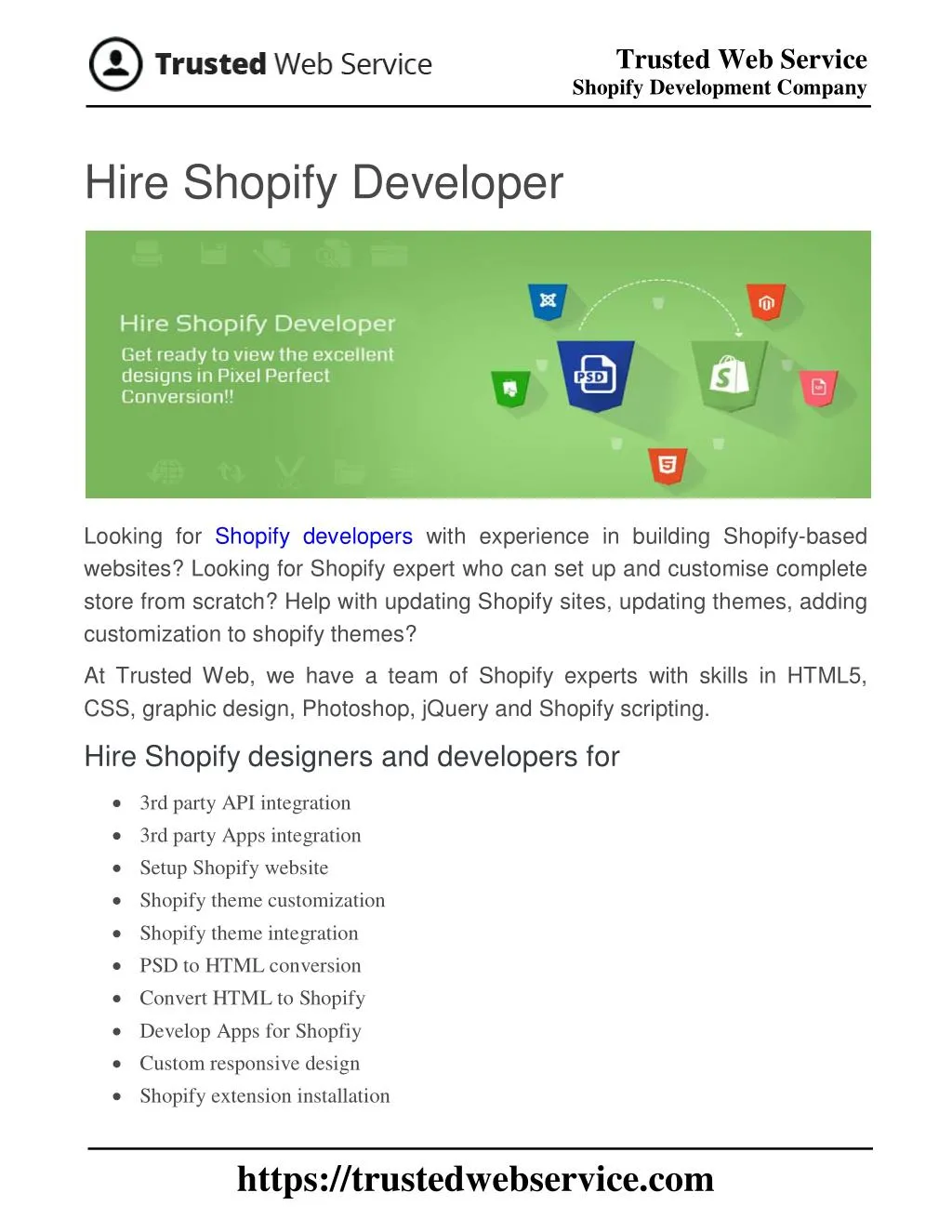 trusted web service shopify development company