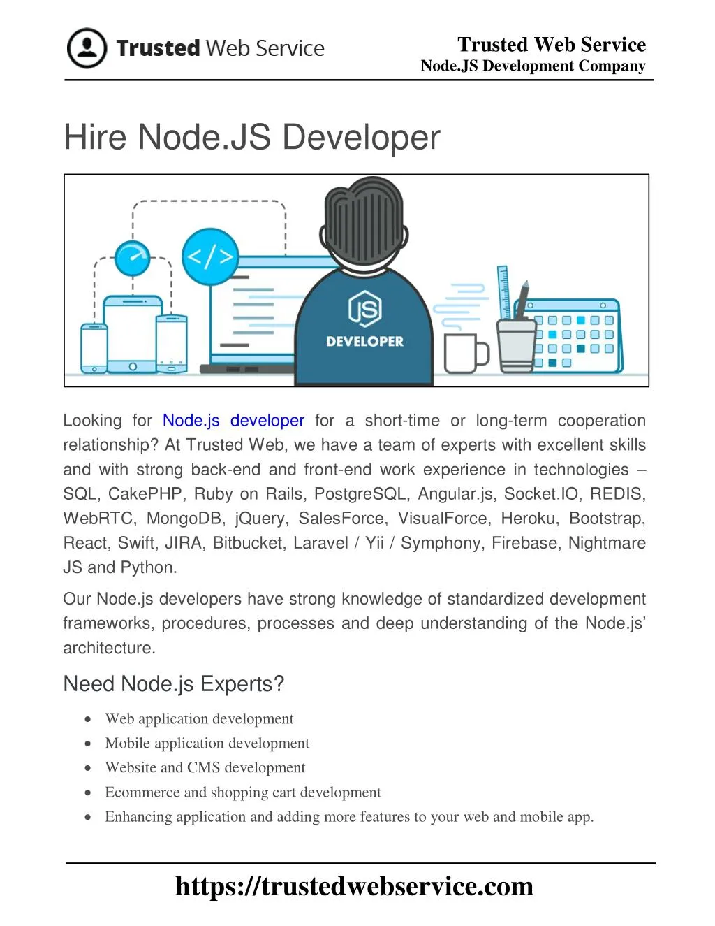 trusted web service node js development company