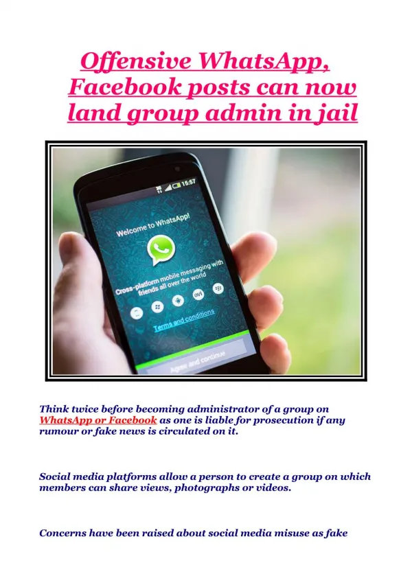 Offensive WhatsApp, Facebook posts can now land group admin in jail