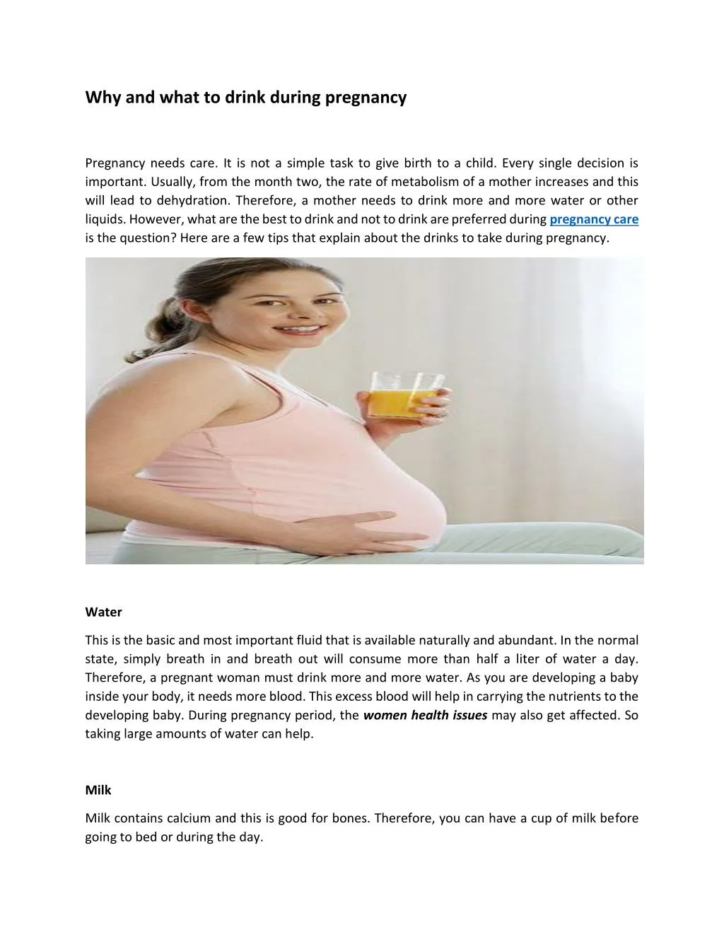 why and what to drink during pregnancy