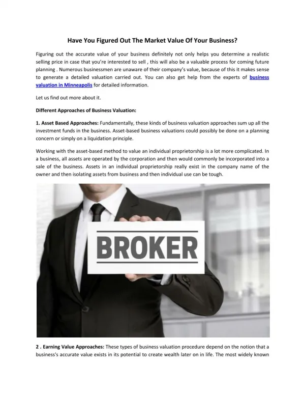 Business Broker to Valuate Your Business