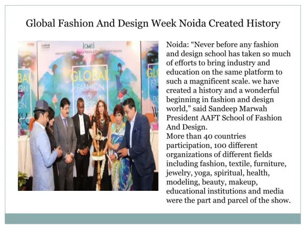 Global Fashion And Design Week Noida Created History