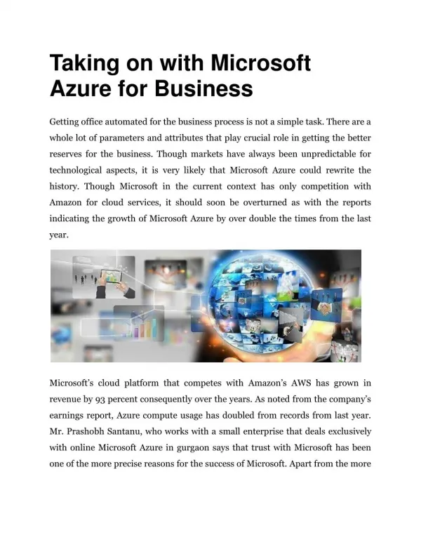 Taking on with Microsoft Azure for Business