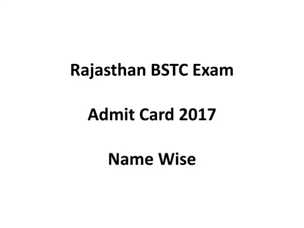 Rajasthan bstc admit card name wise 2017