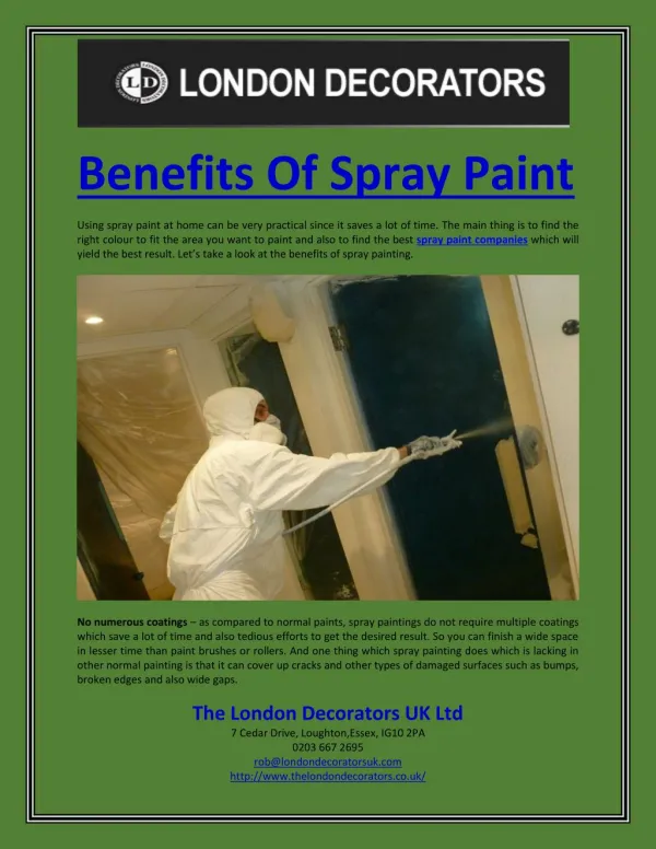 Benefits Of Spray Paint