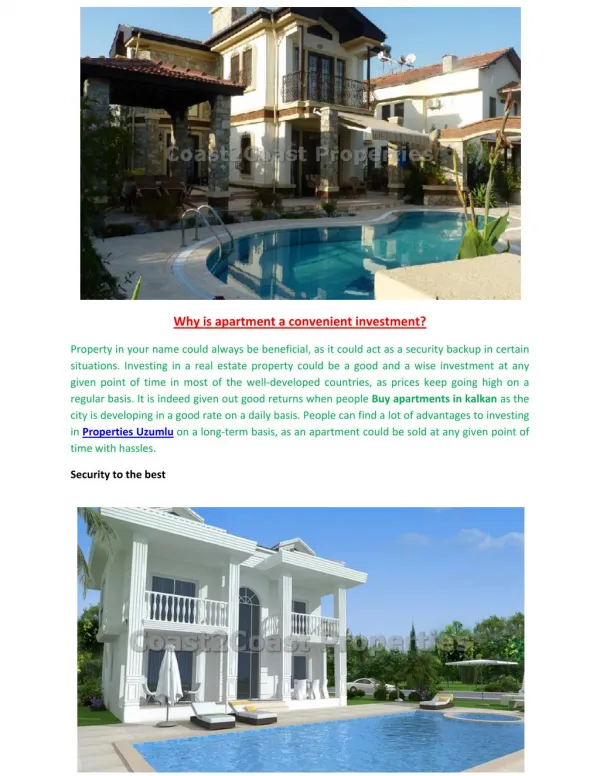 why is apartment a convenient investment
