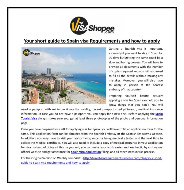 Your short guide to Spain visa Requirements and how to apply