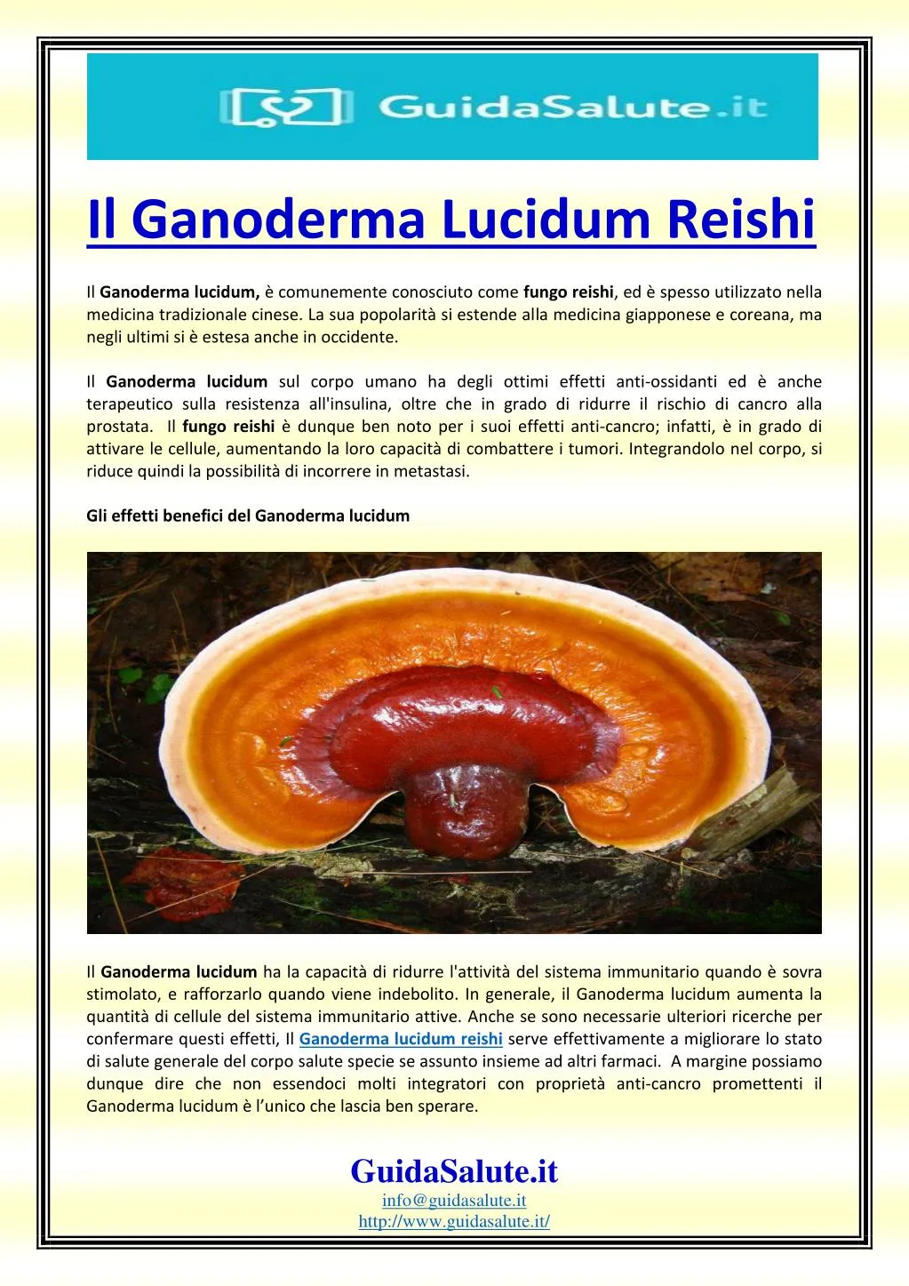 il ganoderma lucidum reishi il ganoderma lucidum
